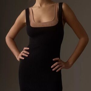 Anthropologie Black Double Tank Knit Dress